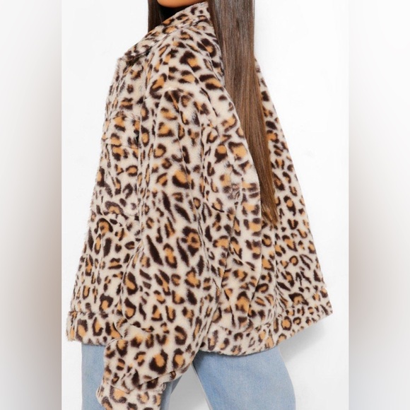 ANDREE BY UNIT FAUX FUR LEOPARD JACKET SIZE SMALL - Picture 15 of 16